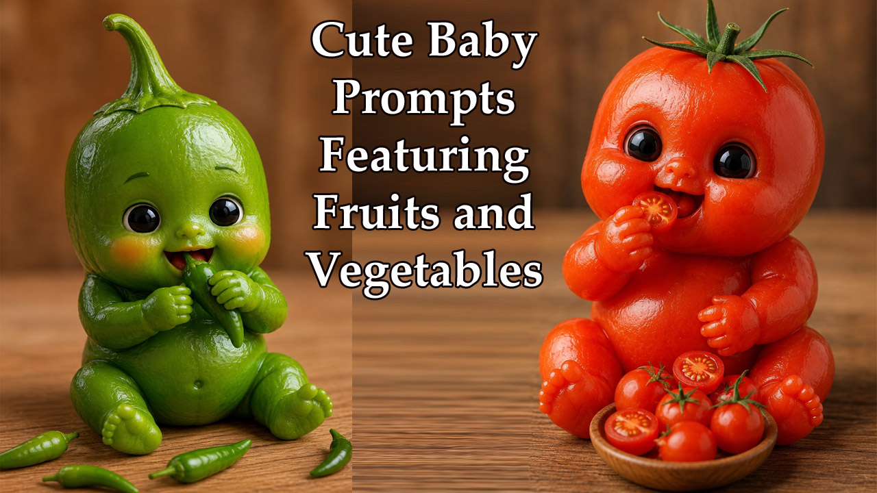 Cute Baby AI Prompts Featuring Fruits and Vegetables