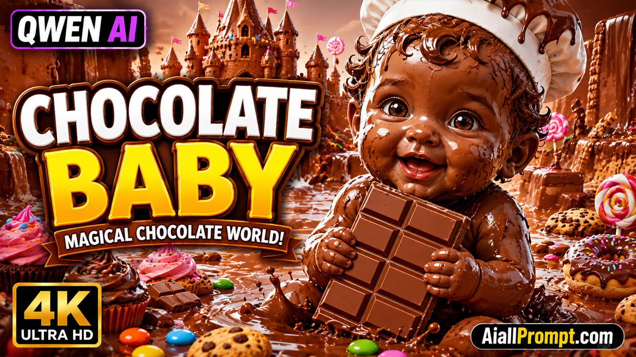 Chocolate Baby AI Video Prompt (Qwen AI) – Ultra Realistic Viral Baby Chocolate Story