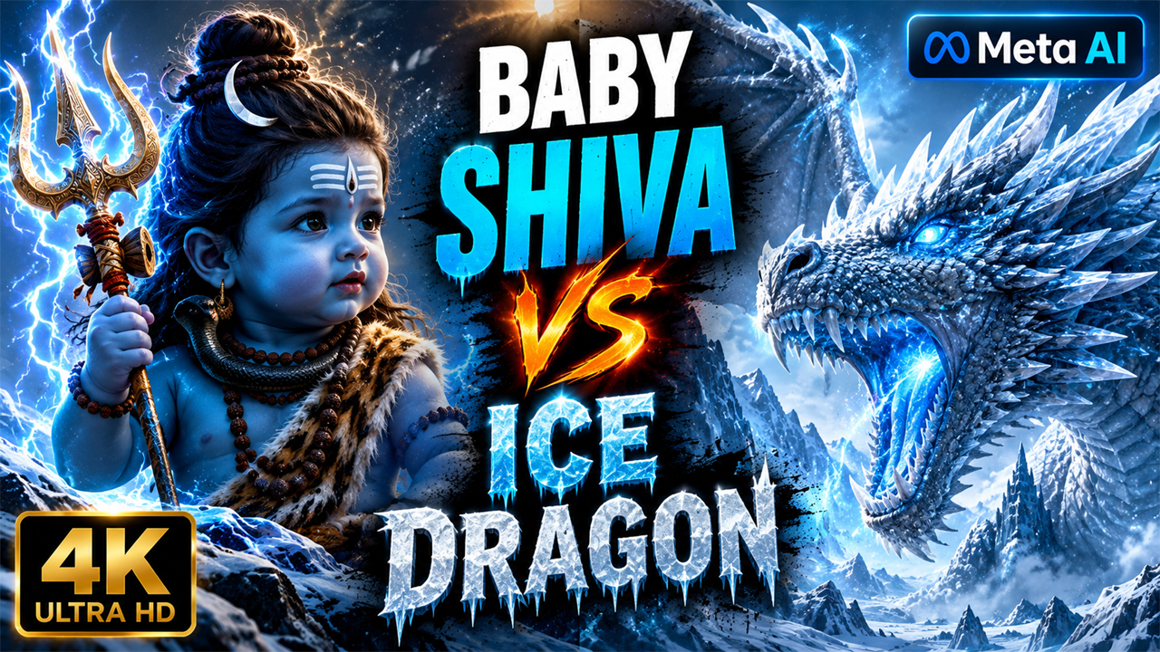 Baby Shiva vs Ice Dragon AI Video Prompt (Meta AI) – Ultra Realistic Cinematic 4K Fantasy