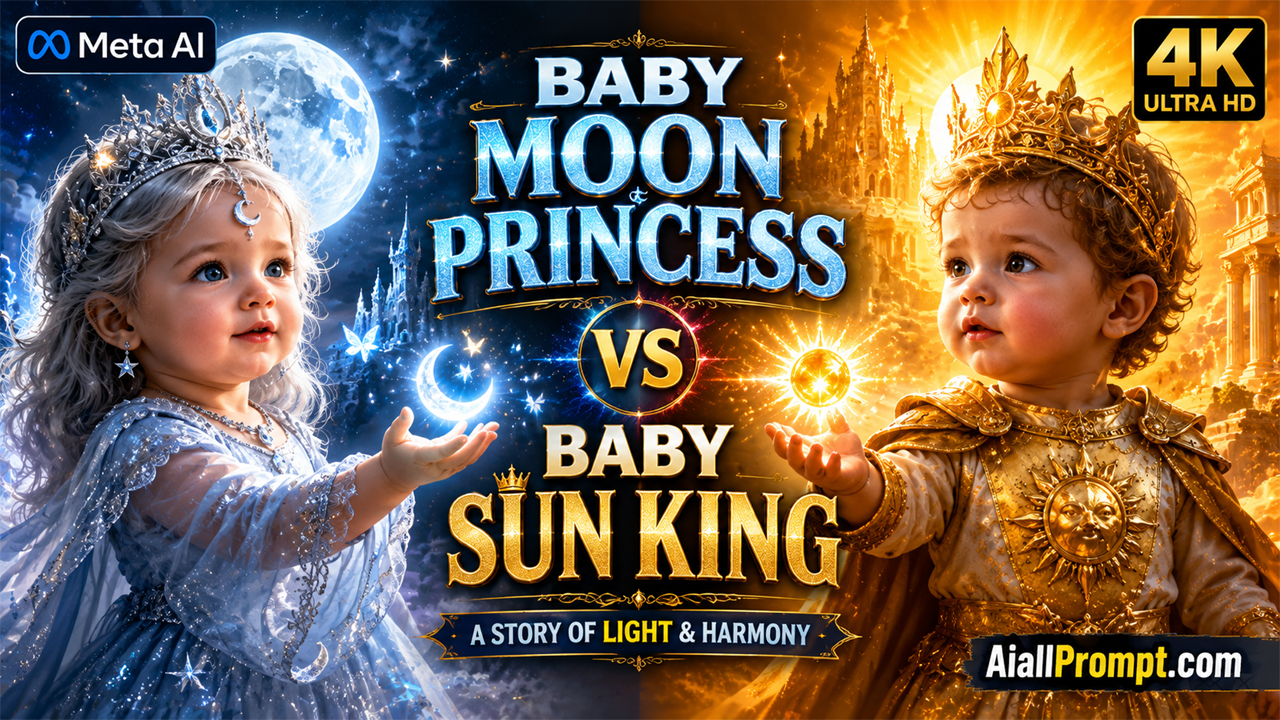 Baby Moon Princess vs Baby Sun King AI Prompt (Meta AI) – Ultra Realistic Cinematic AI Video