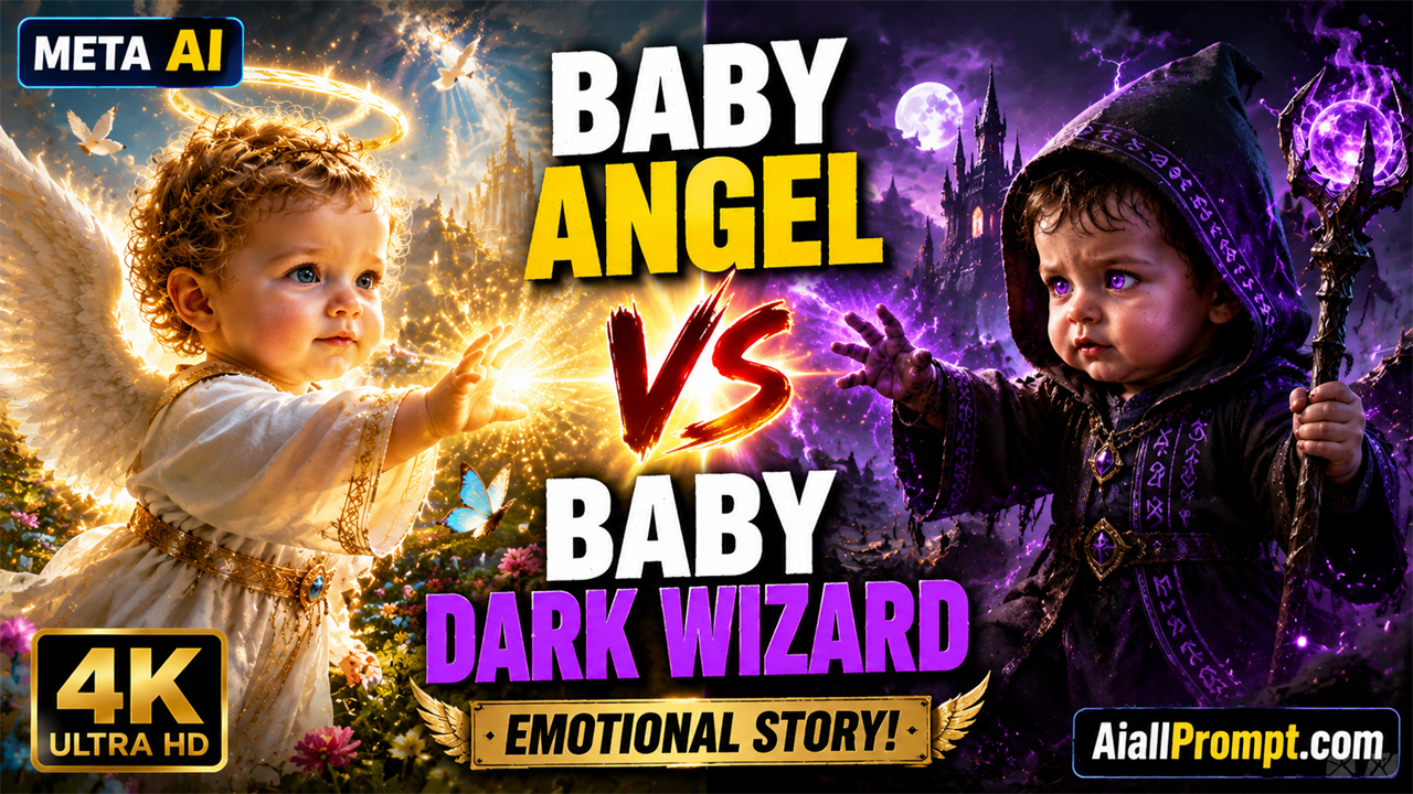 Baby Angel vs Baby Dark Wizard AI Prompt (Meta AI) – Ultra Realistic Cinematic AI Video
