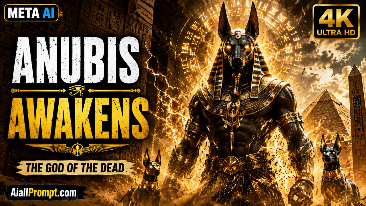 Anubis Awakens AI Prompt (Meta AI) – Ultra Realistic Egyptian Cinematic Video