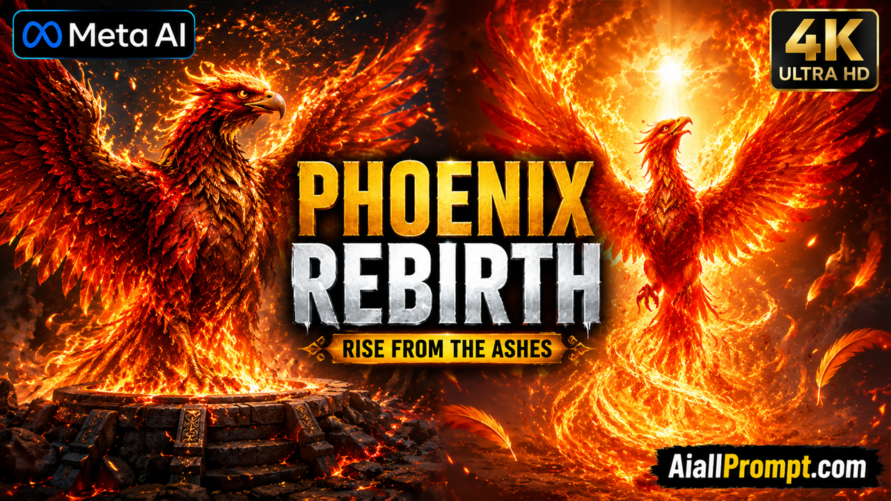 Phoenix Rebirth AI Prompt (Meta AI) – Ultra Realistic Cinematic Fire Bird Transformation