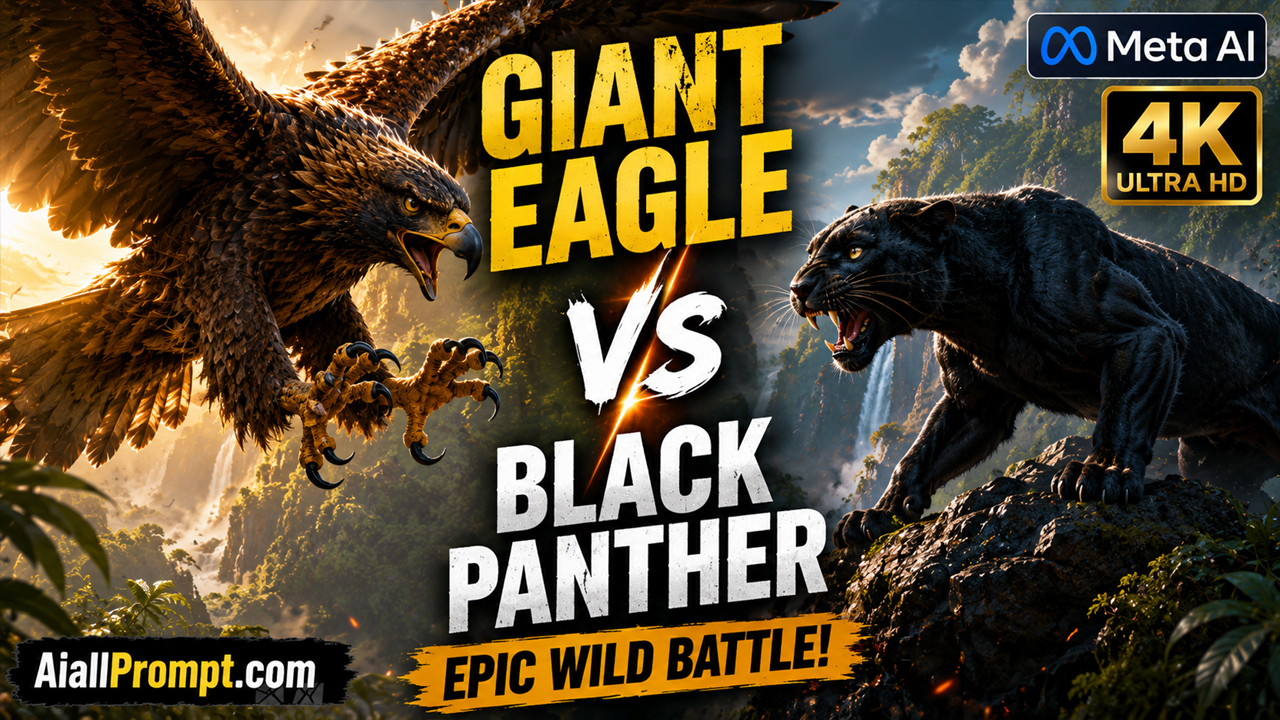 Giant Eagle vs Black Panther AI Prompt (Meta AI) – Ultra Realistic Cinematic AI Video