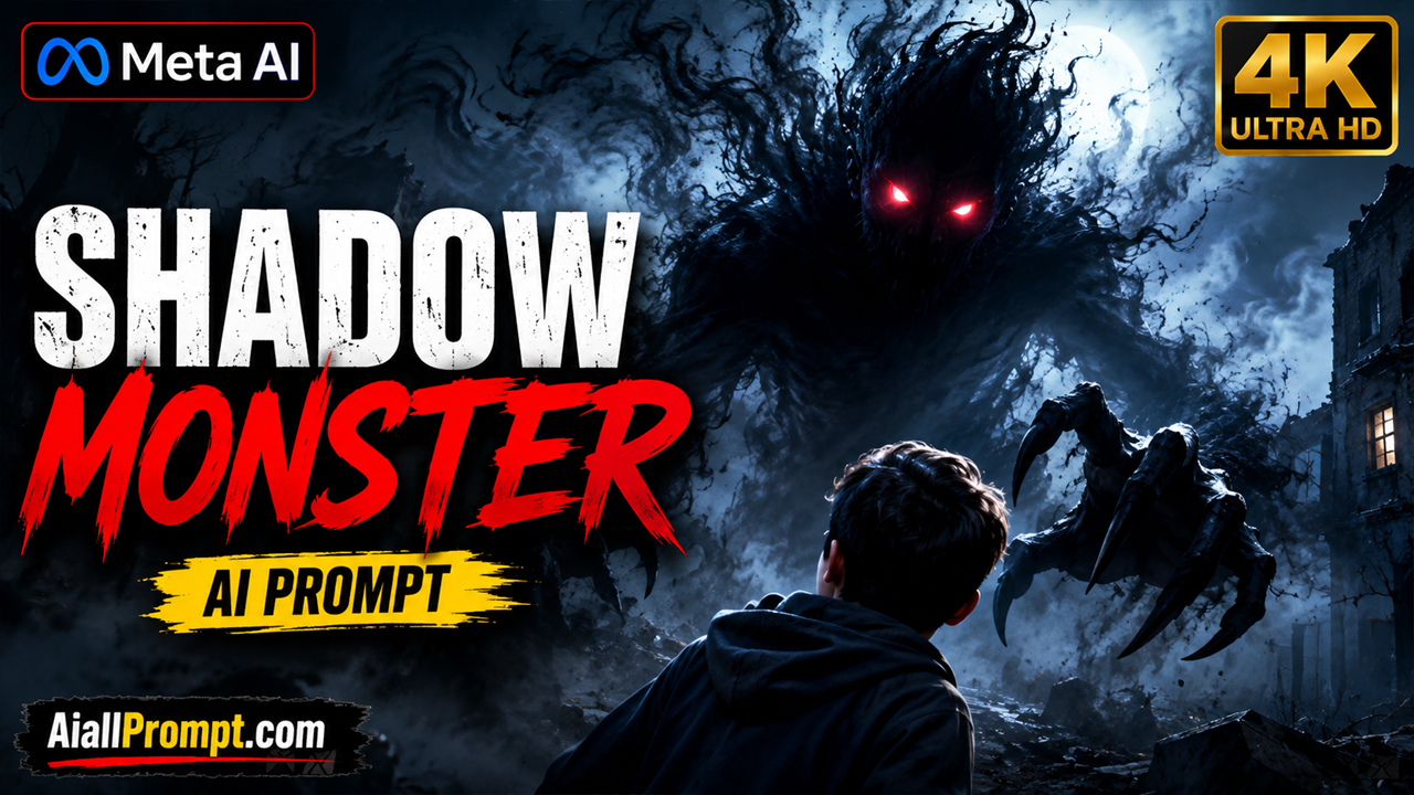 Shadow Monster AI Prompt (Meta AI) – Ultra Realistic Horror Cinematic Video