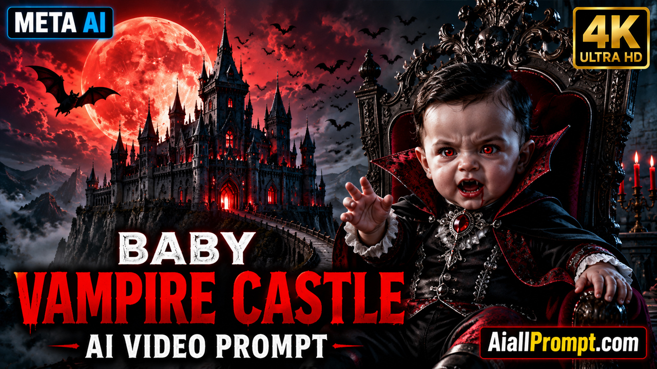 Baby Vampire Castle AI Video Prompt (Meta AI) – Ultra Realistic Horror Fantasy Short