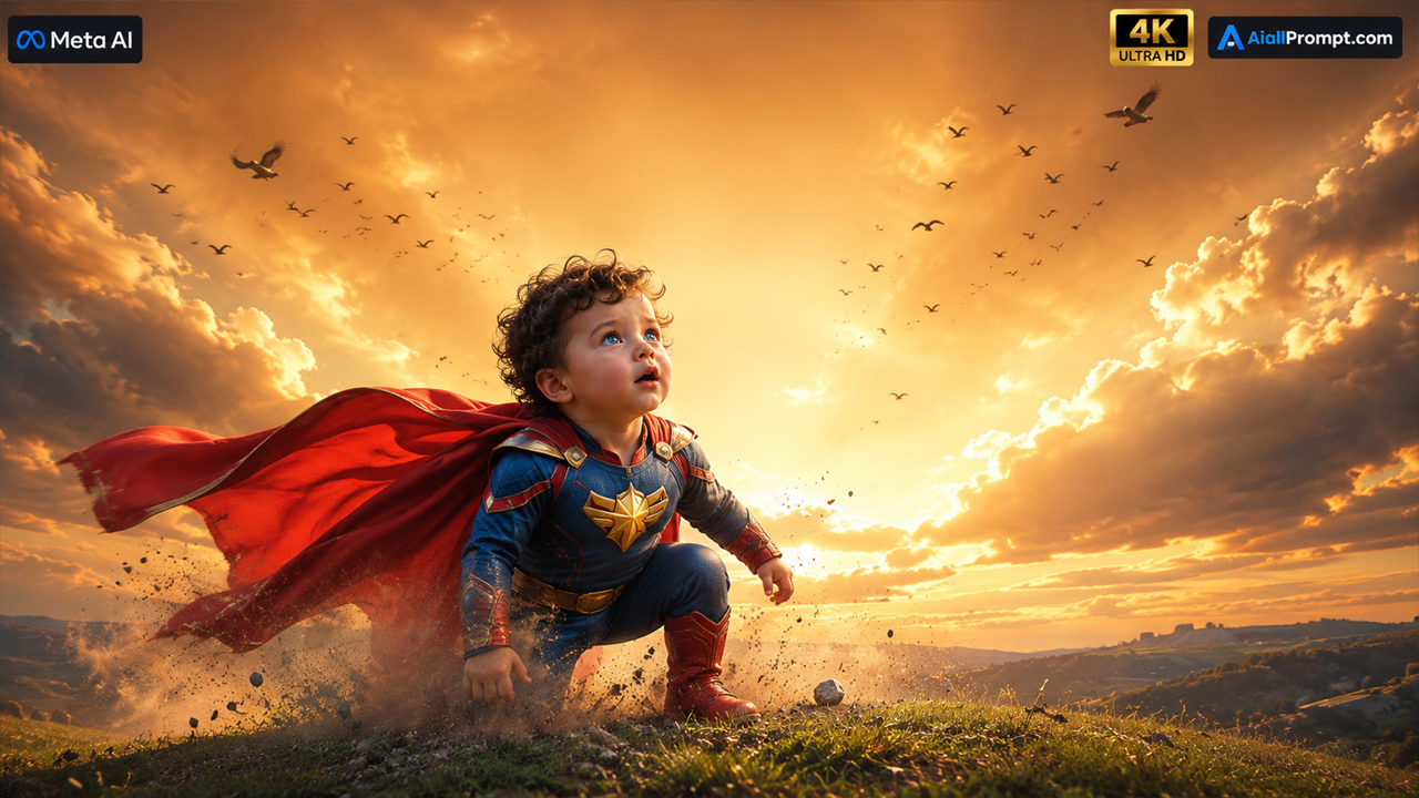 Baby Superman Can't Fly AI Prompt (Meta AI) – Ultra Realistic Emotional AI Video