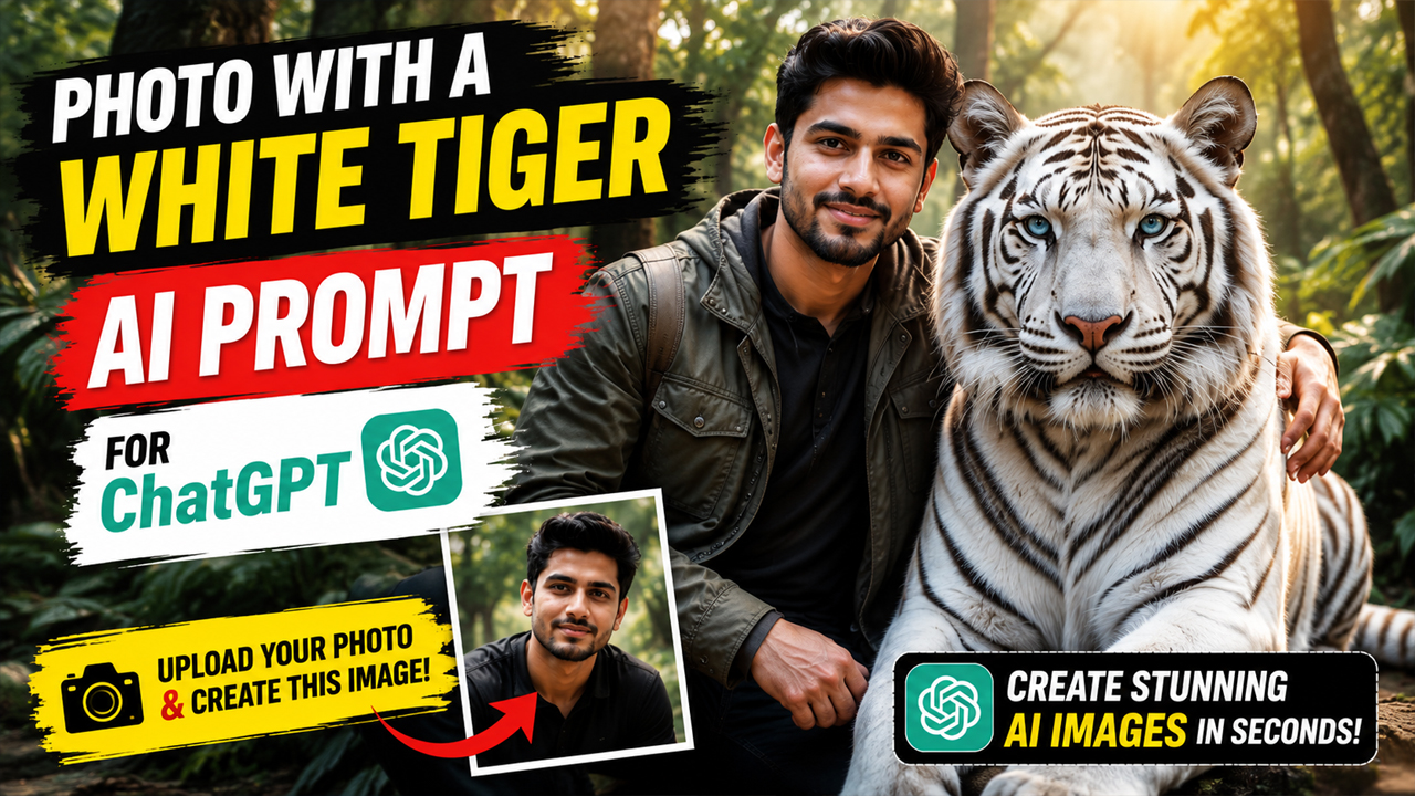 Photo with a White Tiger AI Prompt for ChatGPT