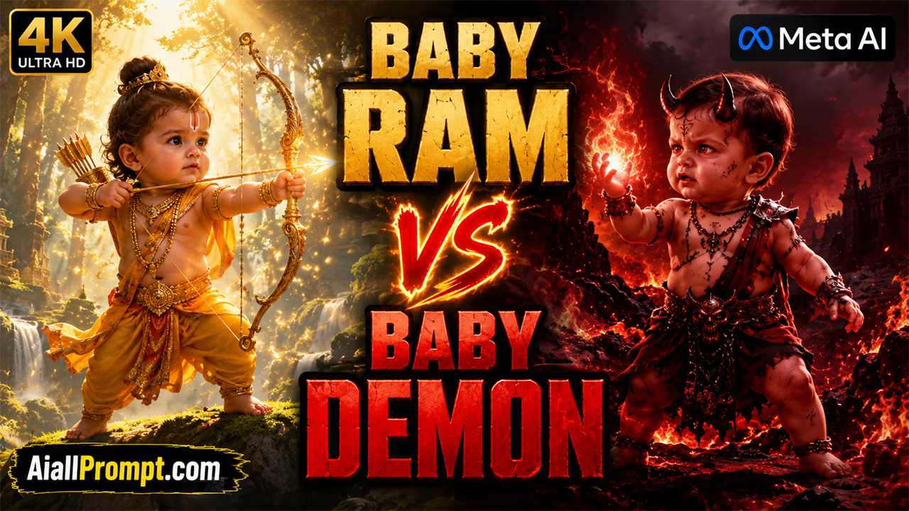 Baby Ram vs Baby Demon AI Prompt (Meta AI) – Cinematic 4K AI Video Prompt