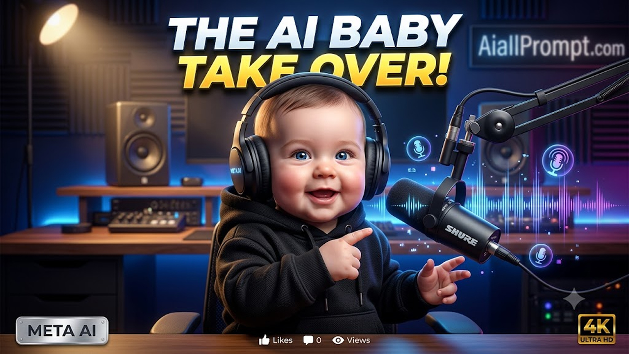 Baby Podcast AI Prompt (Meta AI) – Create Viral Talking Baby Videos in 4K