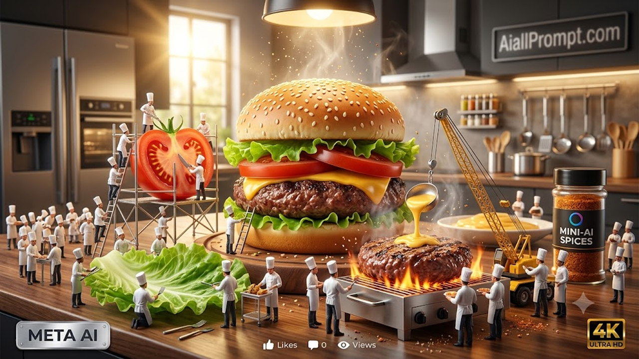 AI Miniature Cooking Prompt (Meta AI) – Ultra Realistic Tiny Chef Video Prompt