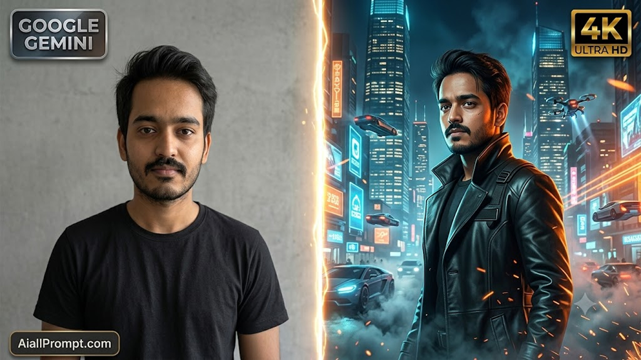 AI Cinematic Movie Poster Portrait Prompt for Google Gemini (Ultra Realistic 4K Photo Prompt)