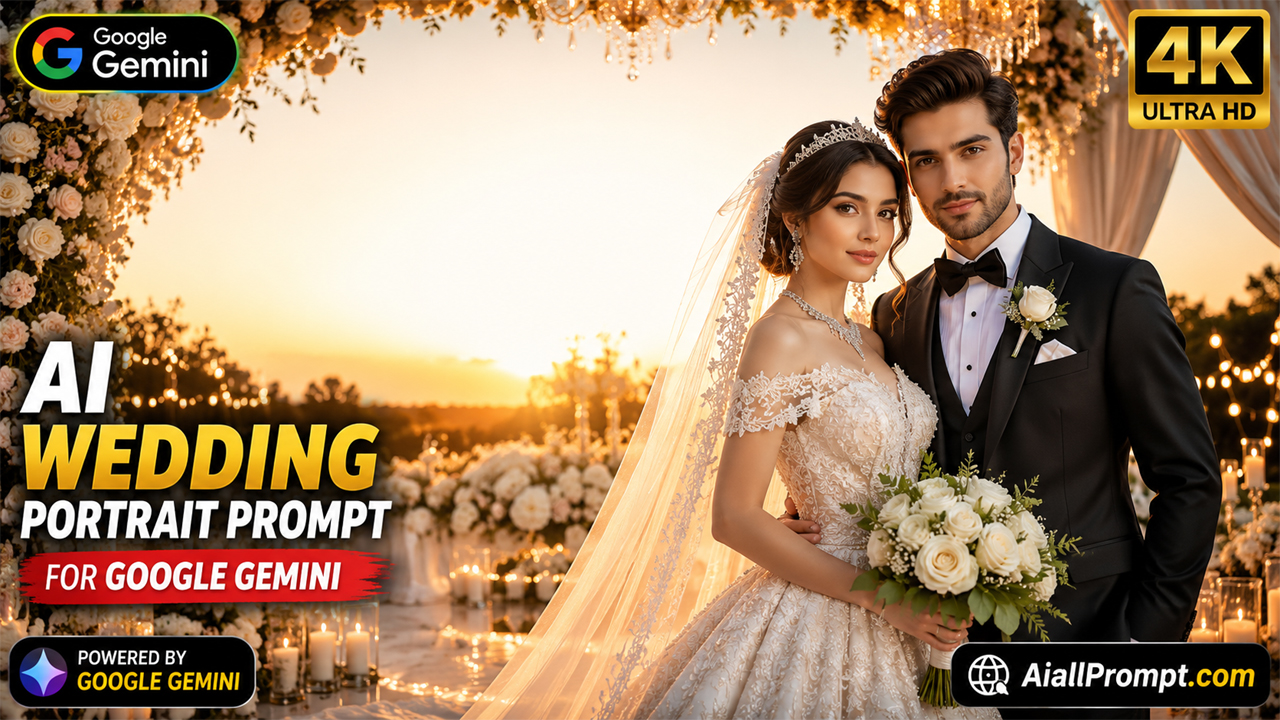 AI Wedding Portrait Prompt for Google Gemini (Ultra Realistic 4K)