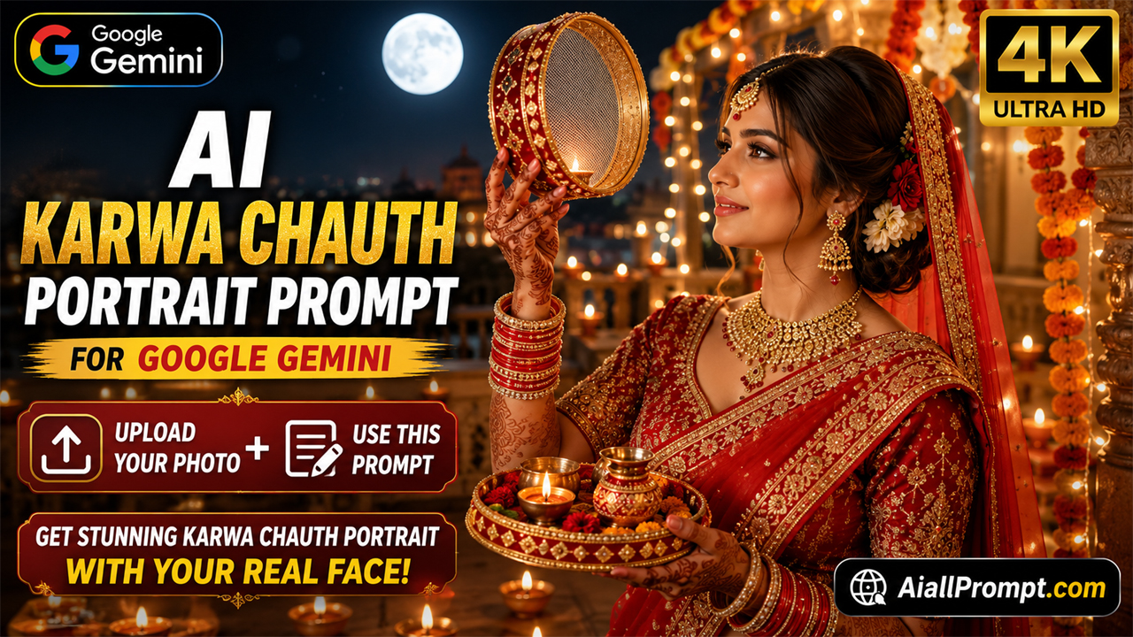 AI Karwa Chauth Portrait Prompt for Google Gemini (Ultra Realistic 4K Photo Transformation)