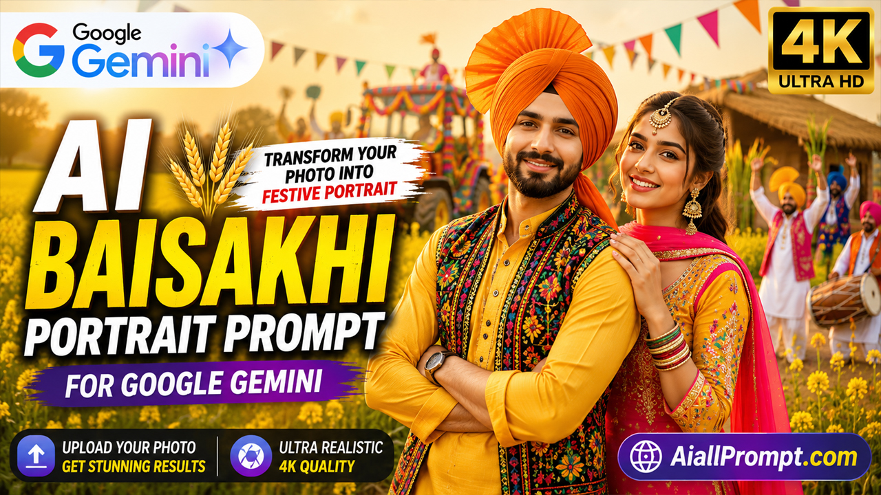 AI Baisakhi Portrait Prompt for Google Gemini (Transform Your Photo into a Traditional Punjabi Festival Portrait)