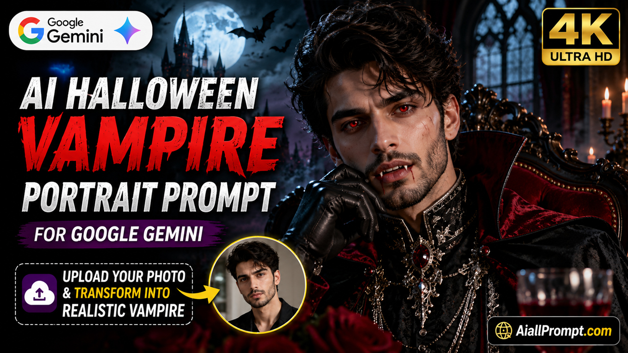 AI Halloween Vampire Portrait Prompt for Google Gemini (Upload Your Photo)