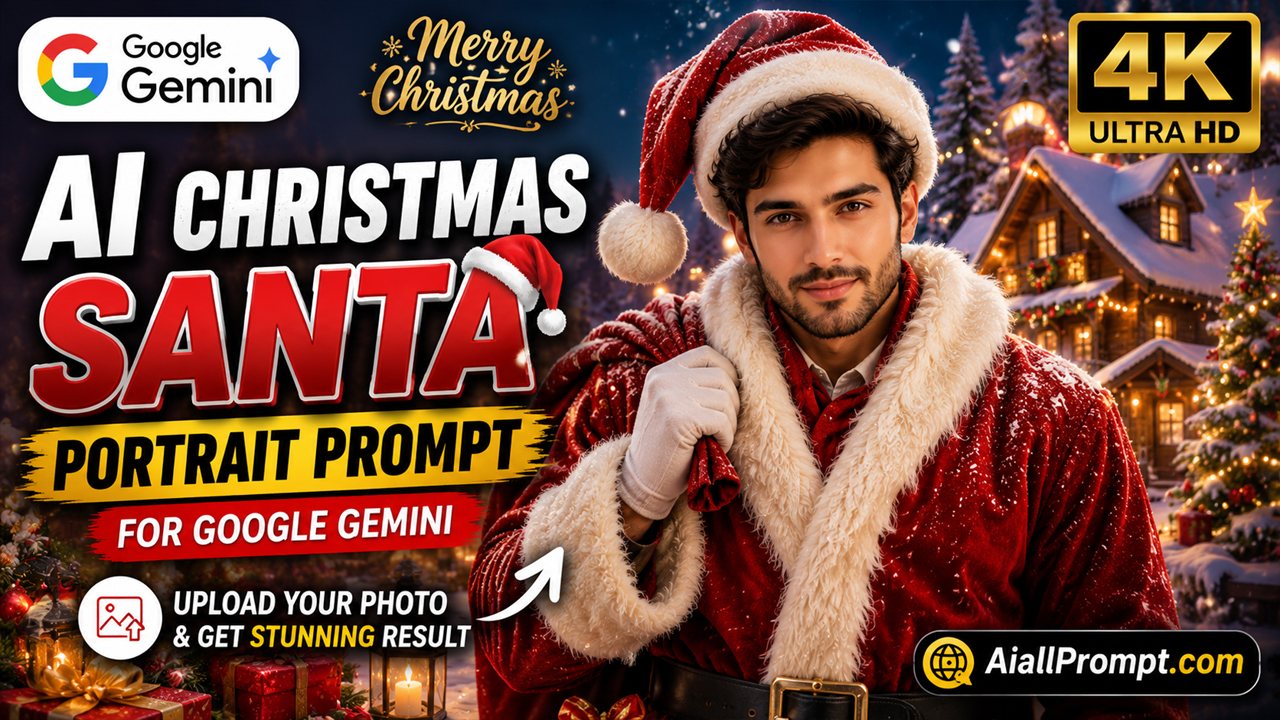 AI Christmas Santa Portrait Prompt for Google Gemini (Upload Your Photo)