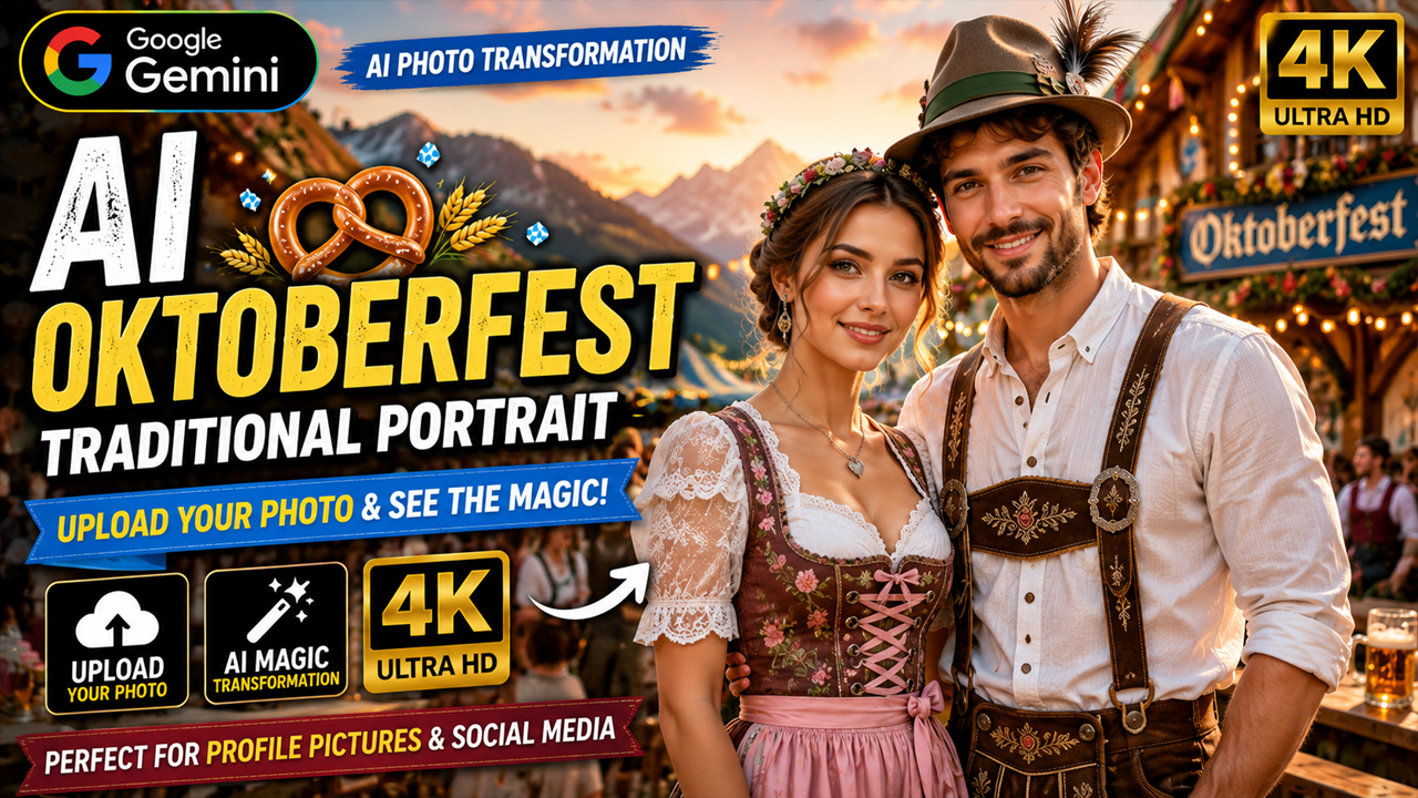 AI Oktoberfest Traditional Portrait Prompt for Google Gemini (Ultra Realistic 4K Photo Transformation)