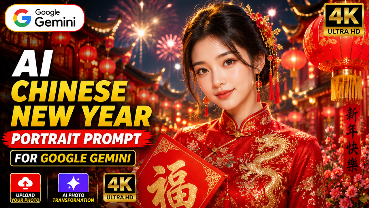 AI Chinese New Year Portrait Prompt for Google Gemini (Ultra Realistic 4K)