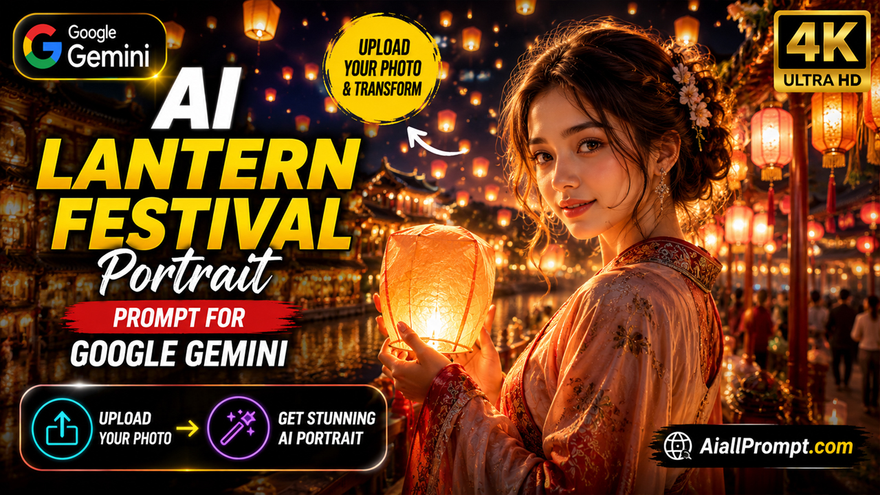 AI Lantern Festival Portrait Prompt for Google Gemini (Ultra Realistic 4K Photo Transformation)