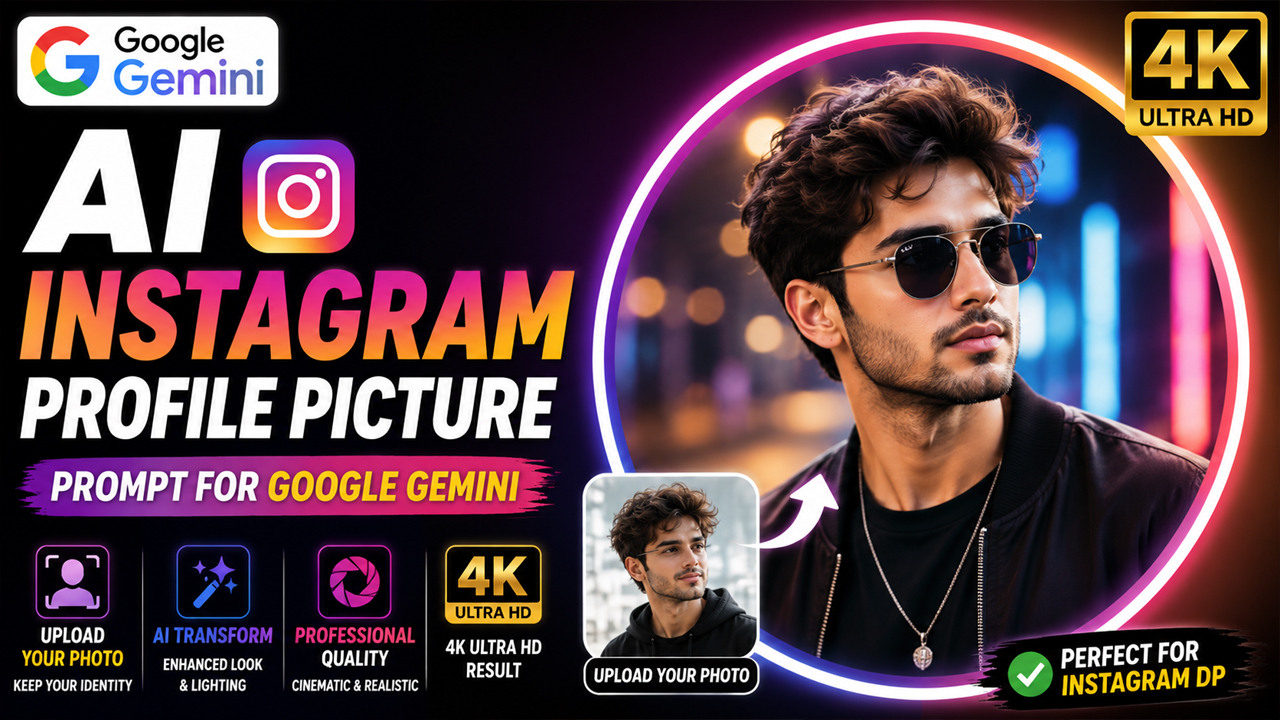 AI Instagram Profile Picture Prompt for Google Gemini (Ultra Realistic 4K)