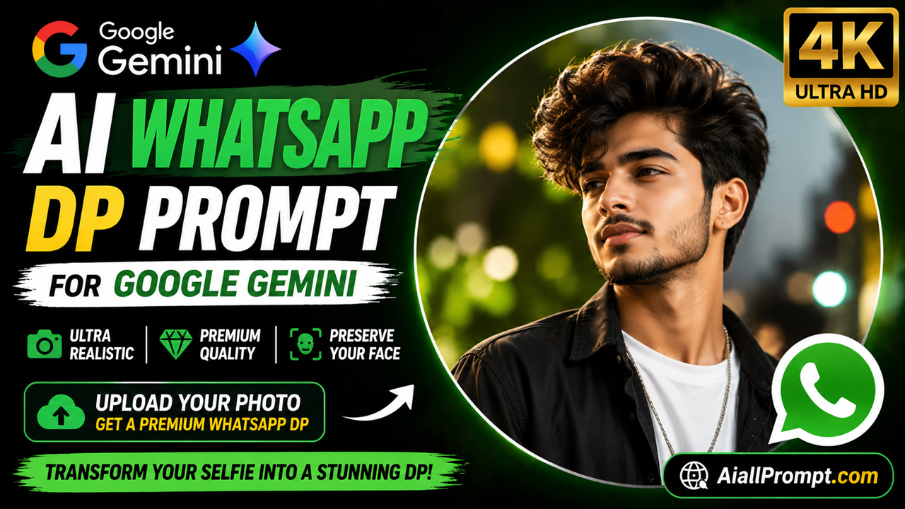 AI WhatsApp DP Prompt for Google Gemini (Ultra Realistic 4K Profile Picture)