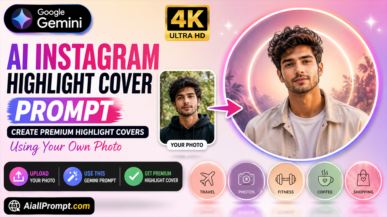 AI Instagram Highlight Cover Prompt for Google Gemini (Create Premium Highlight Covers Using Your Own Photo)