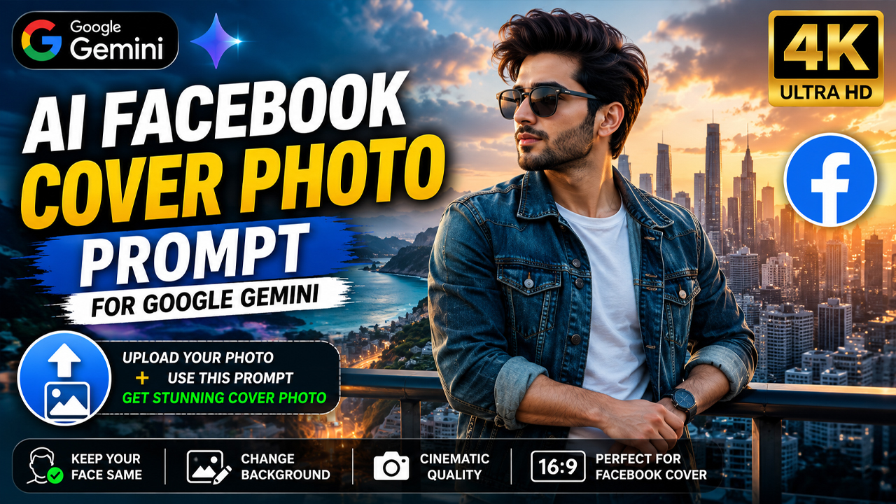 AI Facebook Cover Photo Prompt for Google Gemini (Ultra Realistic 4K)