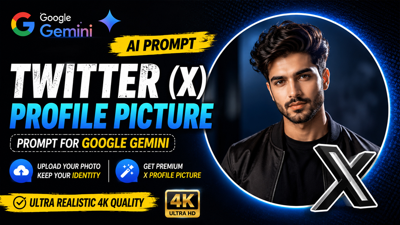 AI Twitter (X) Profile Picture Prompt for Google Gemini (Ultra Realistic 4K)