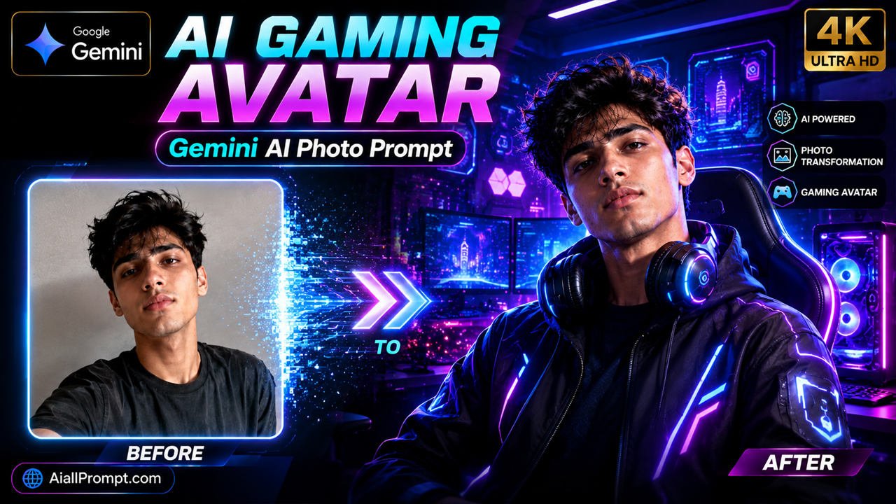 AI Streamer Profile Picture Prompt for Google Gemini – Create Professional Gaming Avatar From Your Photo