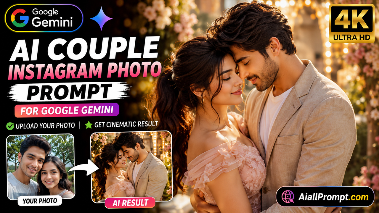 AI Couple Instagram Photo Prompt for Google Gemini (Ultra Realistic 4K)
