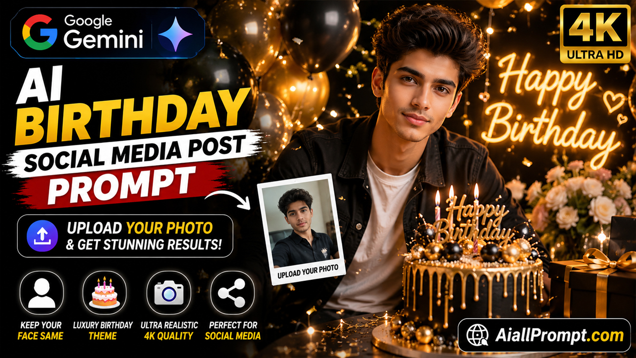 AI Birthday Social Media Post Prompt for Google Gemini (Upload Your Photo)