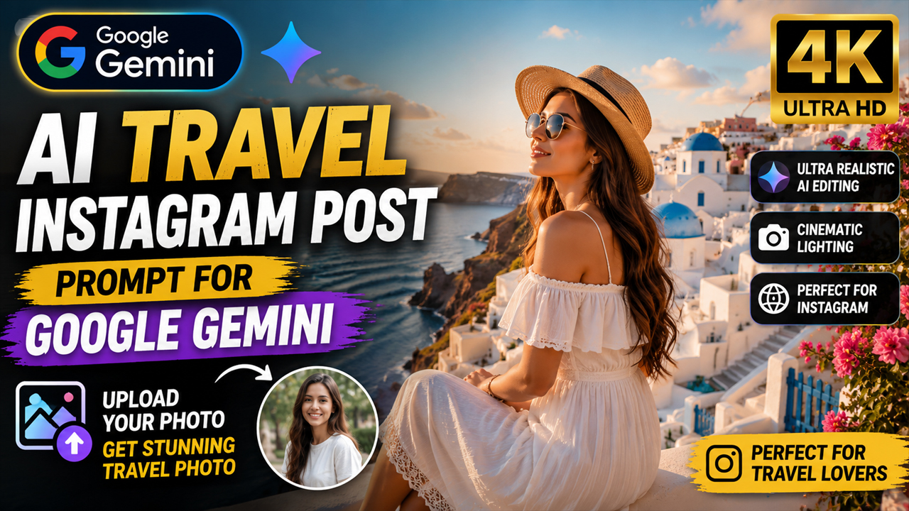 AI Travel Instagram Post Prompt for Google Gemini (Upload Your Photo)