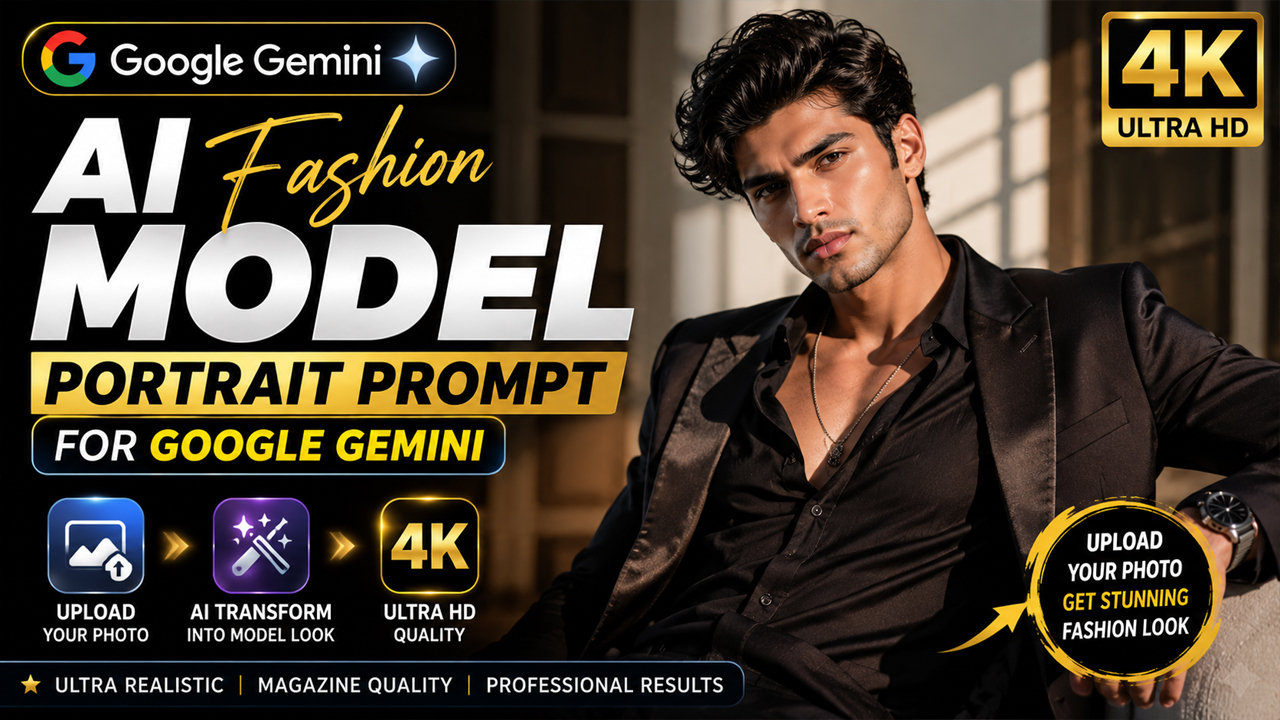 AI Fashion Model Portrait Prompt for Google Gemini (Ultra Realistic 4K)