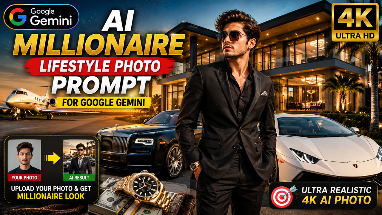 AI Millionaire Lifestyle Photo Prompt for Google Gemini (Ultra Realistic 4K)