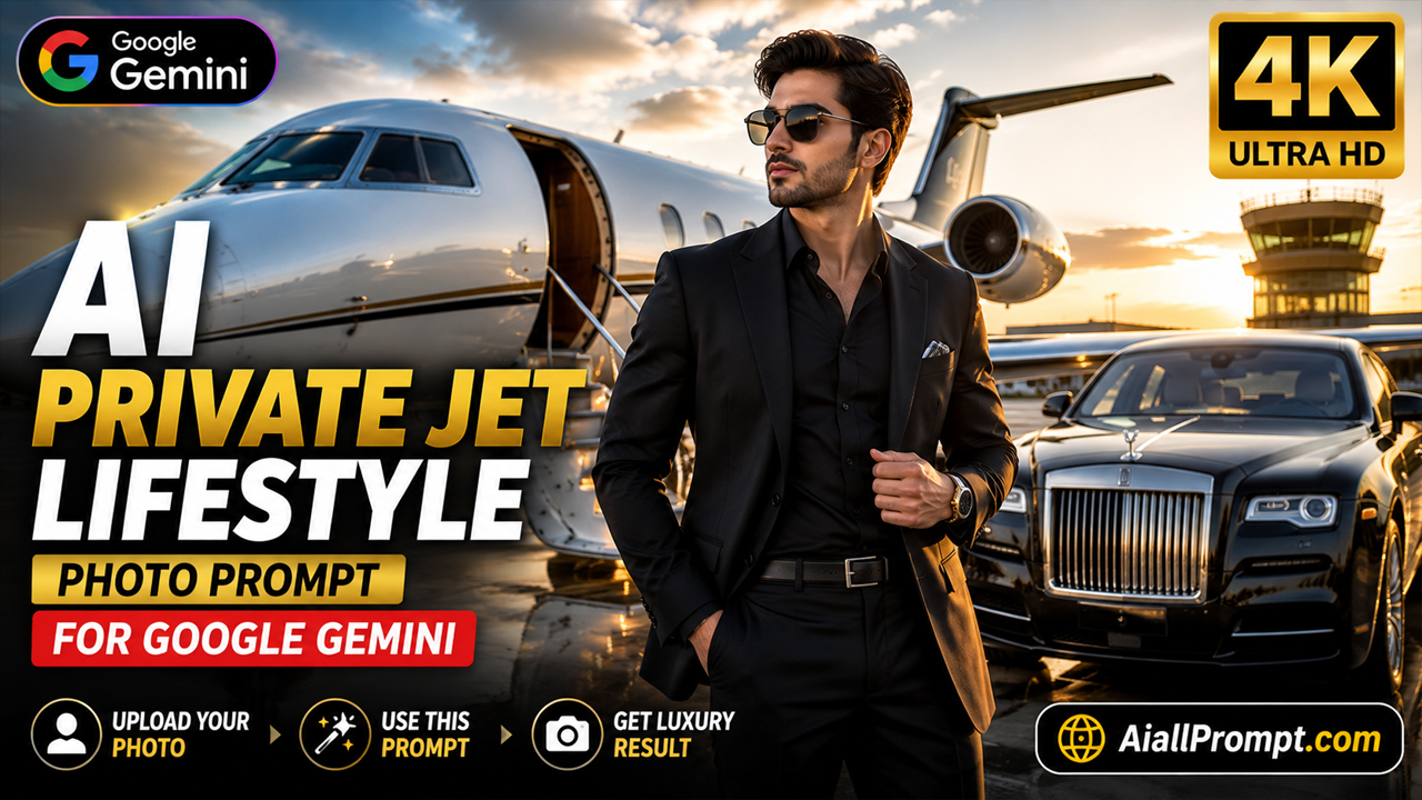 AI Private Jet Lifestyle Prompt for Google Gemini (Ultra Realistic 4K Photo Transformation)