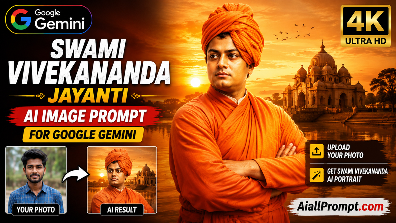 Swami Vivekananda Jayanti AI Image Prompt for Google Gemini (Upload Your Photo)