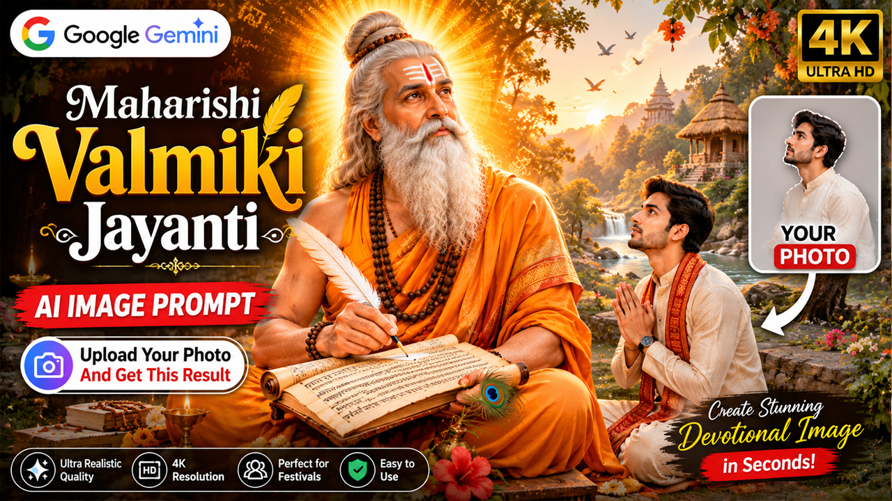 Maharishi Valmiki Jayanti AI Image Prompt for Google Gemini (Upload Your Photo)