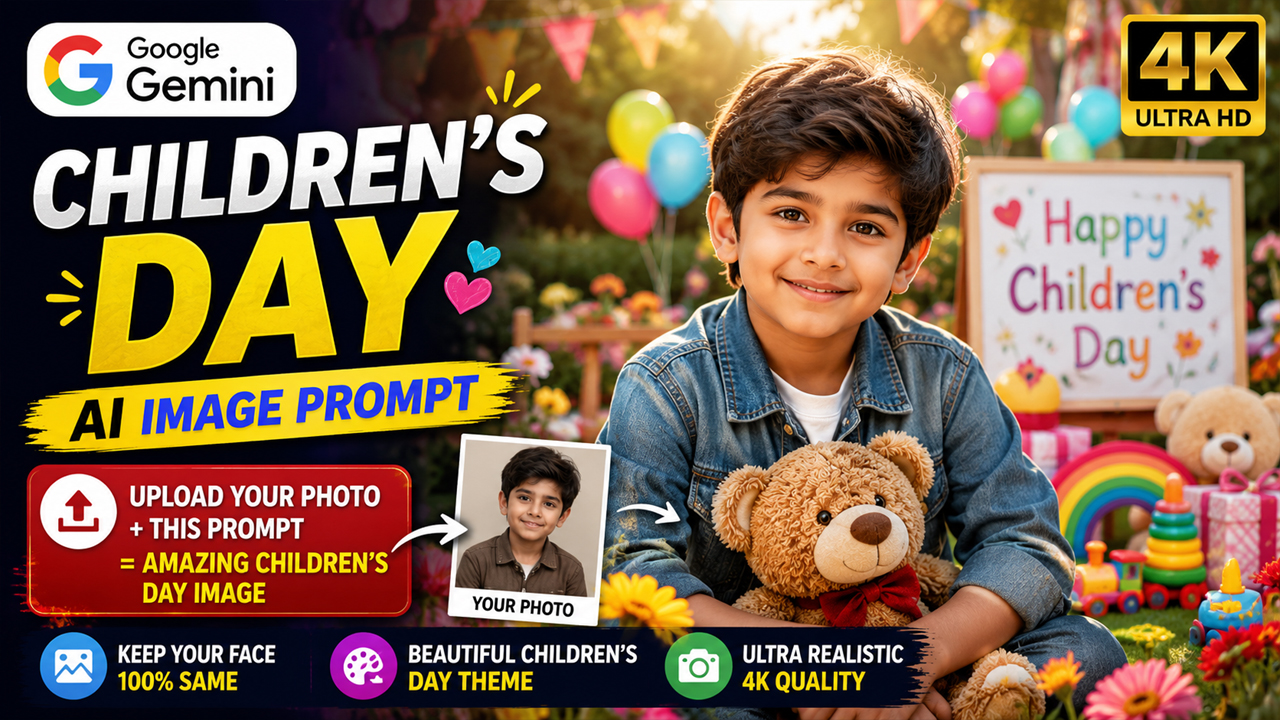 Children's Day AI Image Prompt for Google Gemini (Photo Transformation)