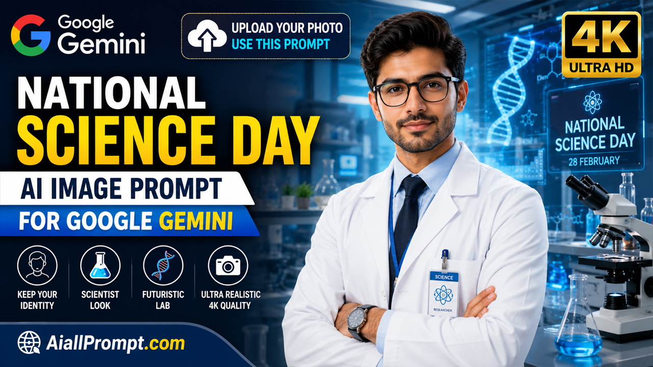 National Science Day AI Image Prompt for Google Gemini (Upload Your Photo)