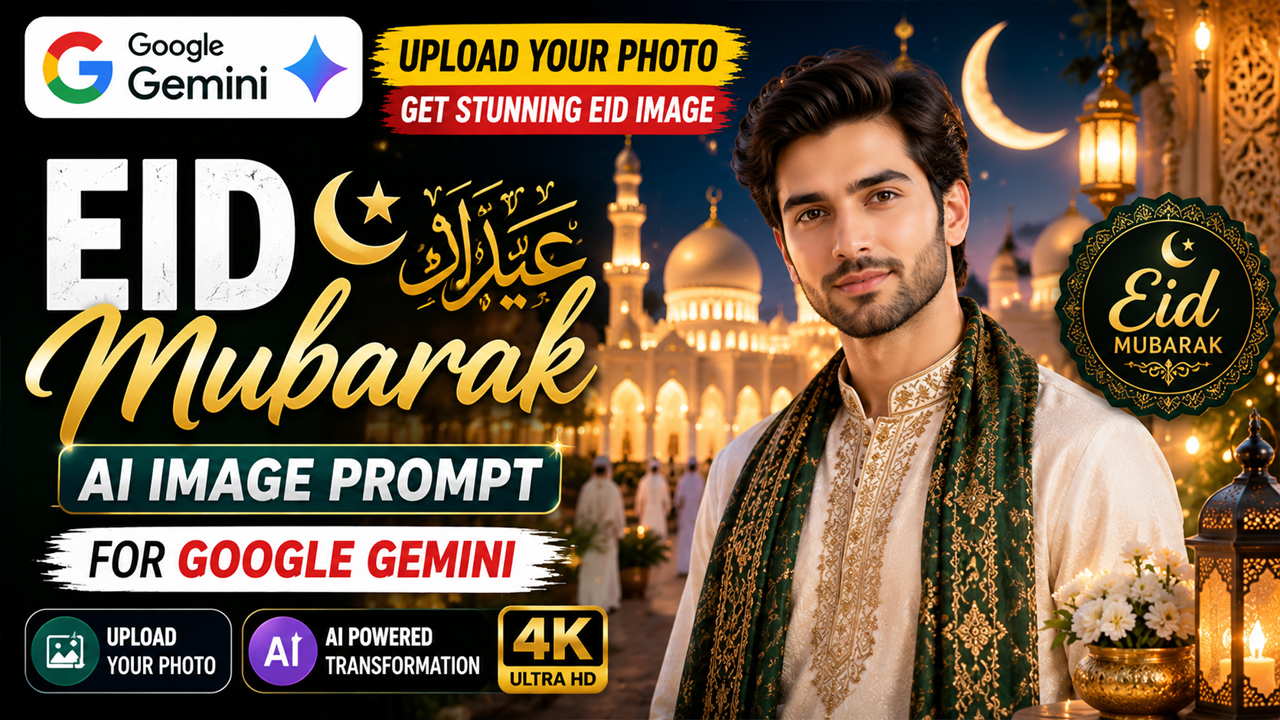 Eid Mubarak AI Image Prompt for Google Gemini (Upload Your Photo)
