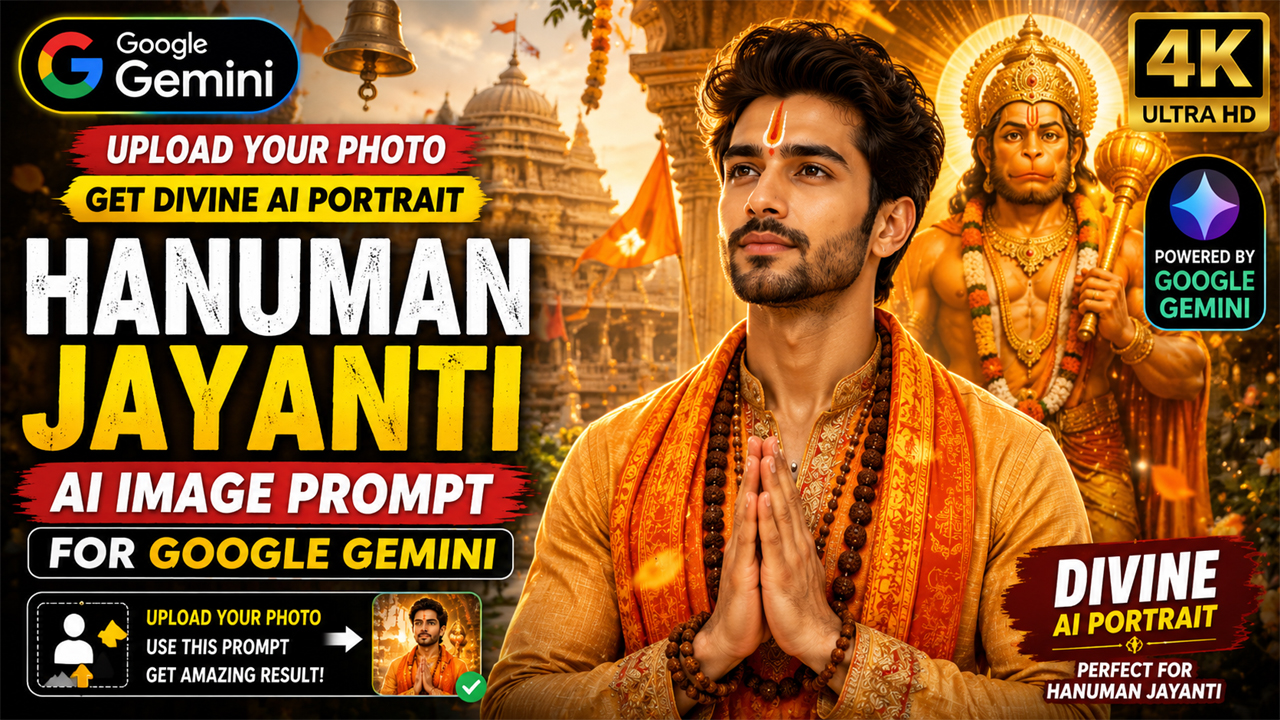 Hanuman Jayanti AI Image Prompt for Google Gemini (Upload Your Photo)