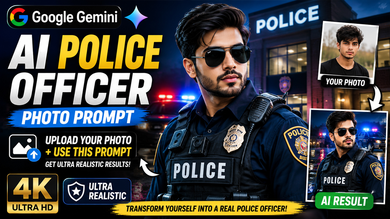 AI Police Officer Photo Prompt for Google Gemini (Ultra Realistic 4K)