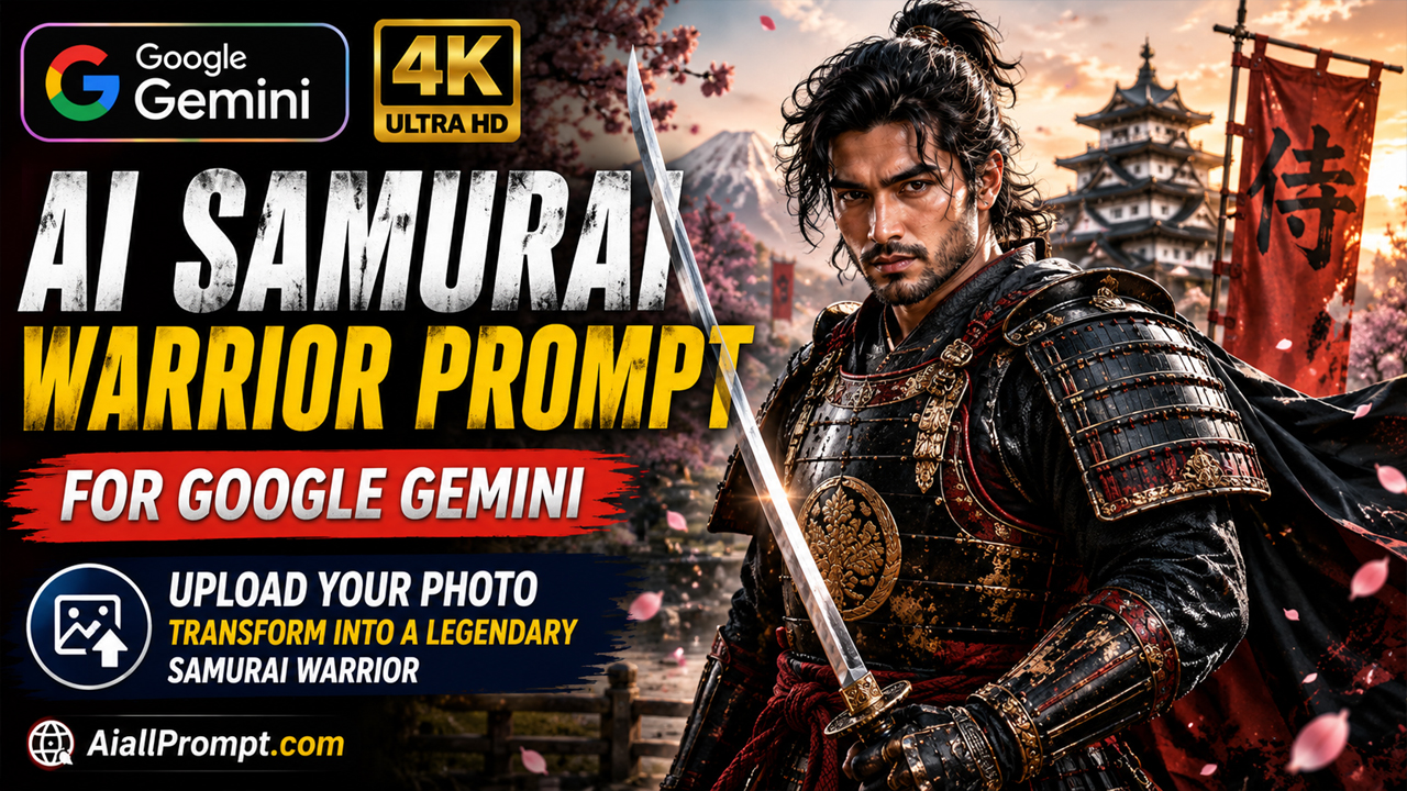 AI Samurai Warrior Prompt for Google Gemini (Ultra Realistic 4K Photo Transformation)