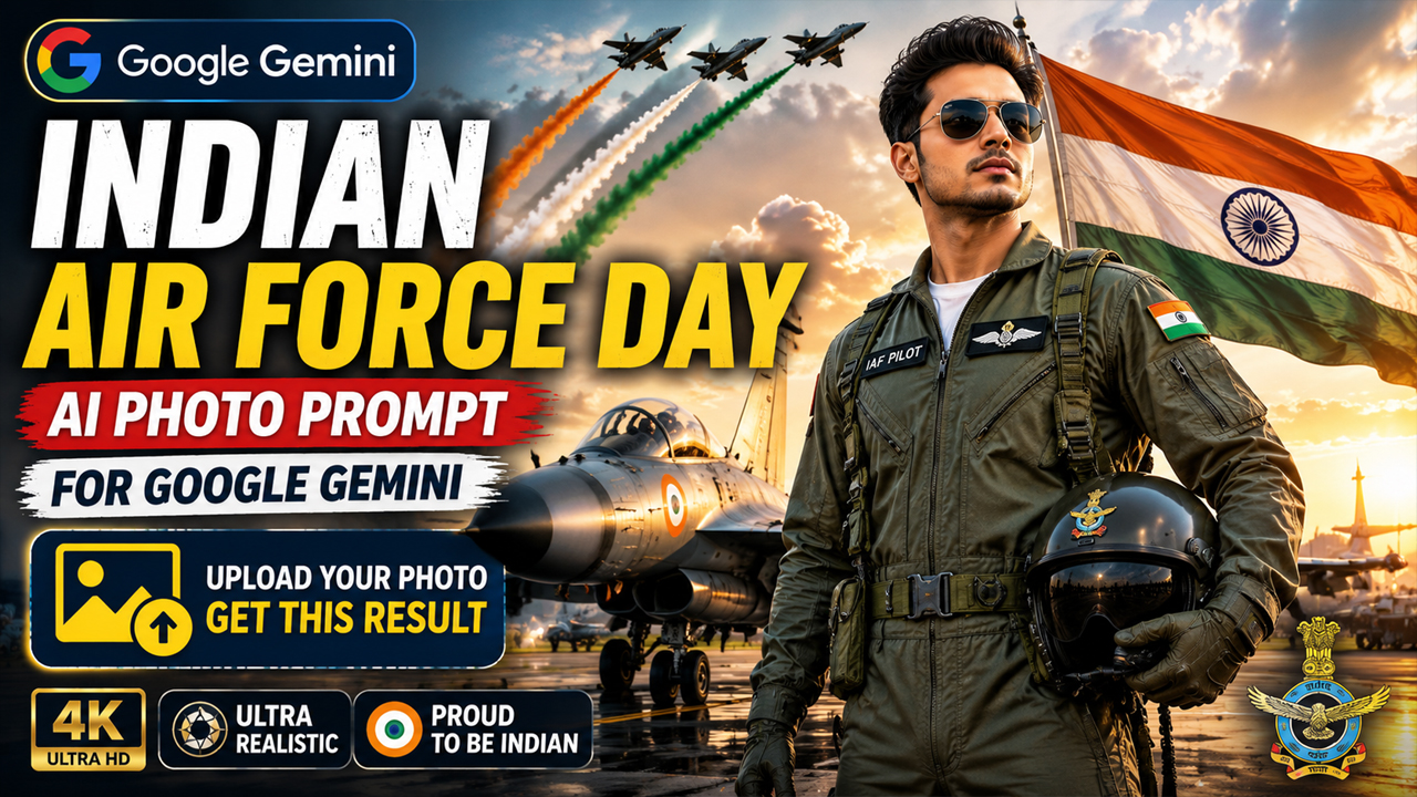 Indian Air Force Day AI Photo Prompt for Google Gemini (Ultra Realistic 4K)