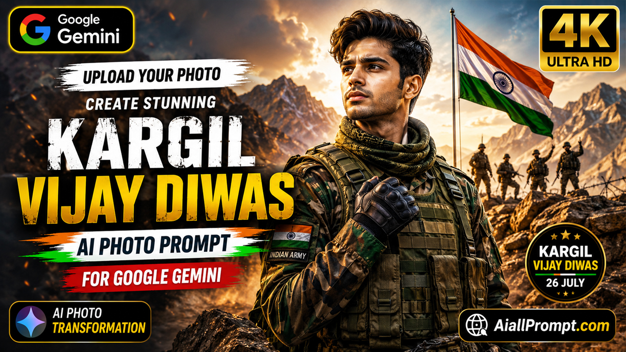 Kargil Vijay Diwas AI Photo Prompt for Google Gemini (Ultra Realistic 4K)