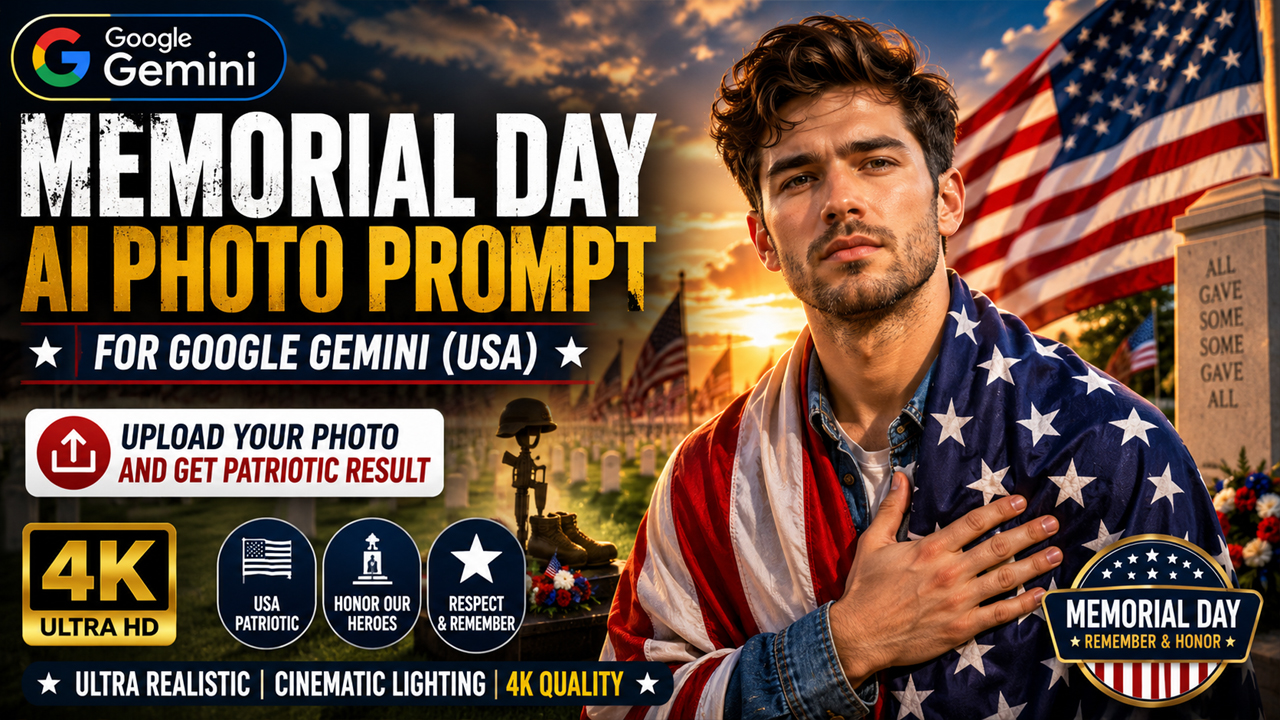 Memorial Day AI Photo Prompt for Google Gemini (USA) – Create a Patriotic Memorial Day Portrait