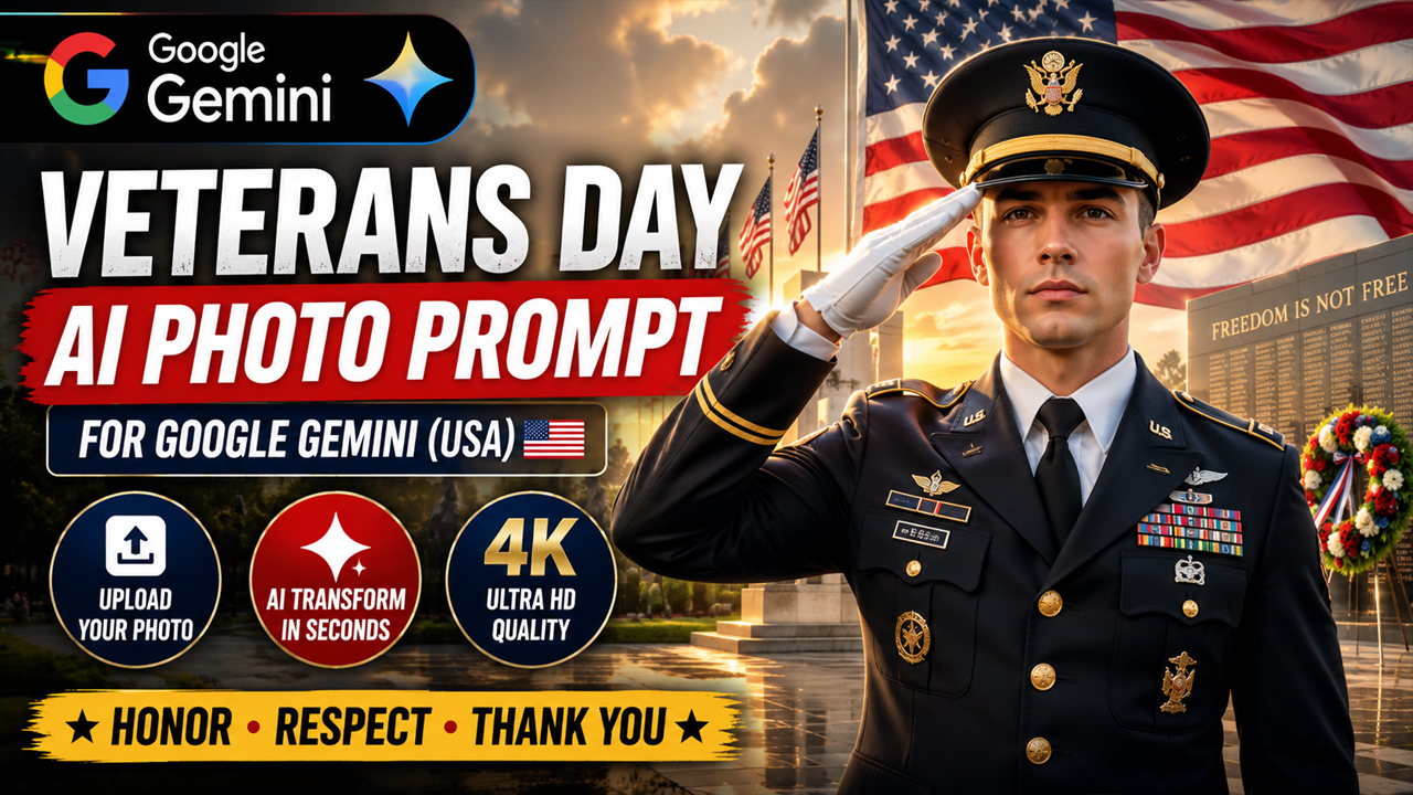 Veterans Day AI Photo Prompt for Google Gemini (USA) – Create a Patriotic Military Tribute Photo