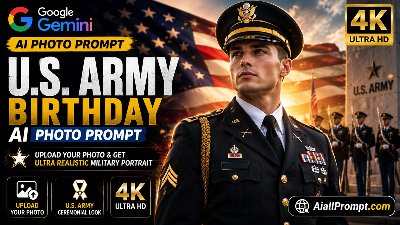 U.S. Army Birthday AI Photo Prompt for Google Gemini (Ultra Realistic Military Portrait)