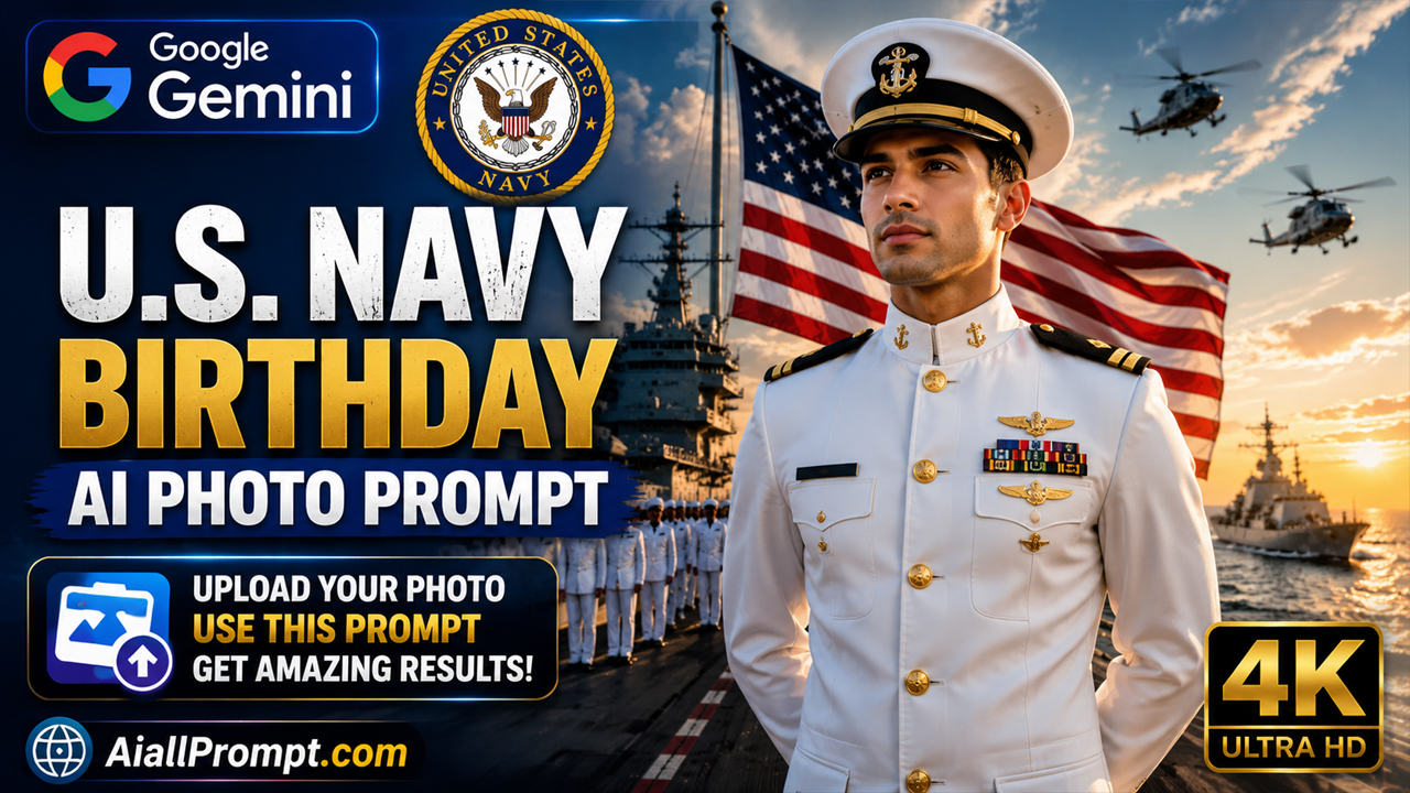 U.S. Navy Birthday AI Photo Prompt for Google Gemini (Ultra Realistic Military Portrait)